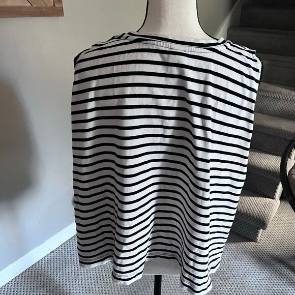 free people black and white stripe high low crop top sleeveless small - Picture 3 of 4